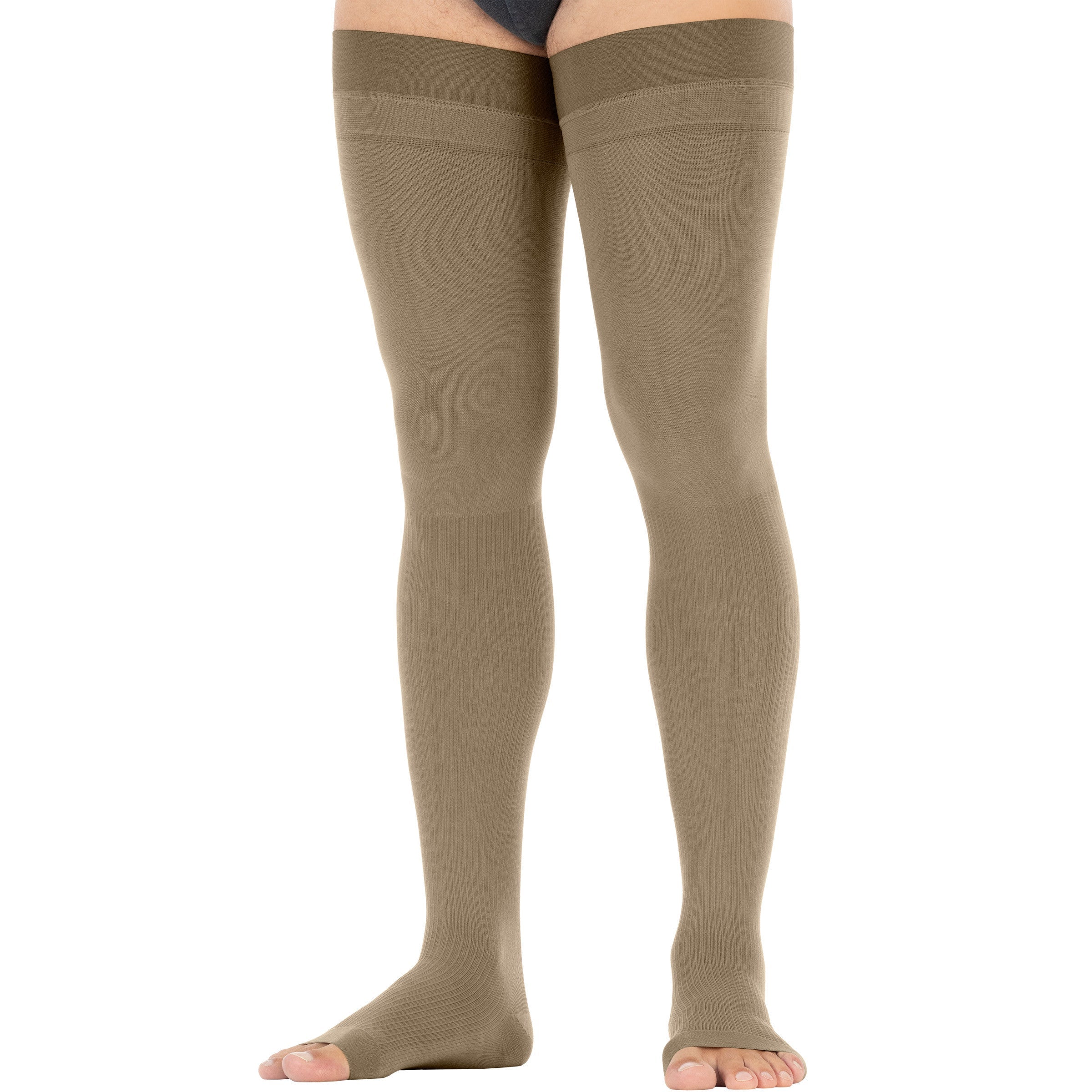 JOBST® forMen Thigh High w/ Micro Dotted Band 30-40 mmHg, Open Toe - Image 4